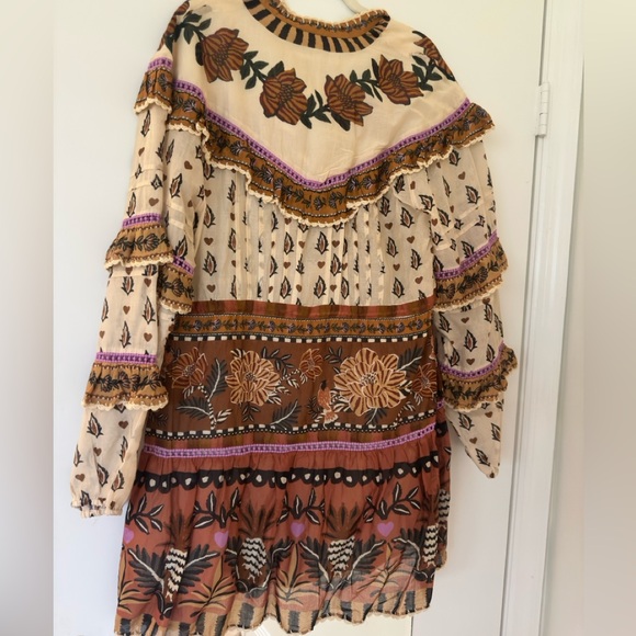 Farm Rio Beige Ainika Floral Ruffle Mini-Dress - Picture 7 of 7